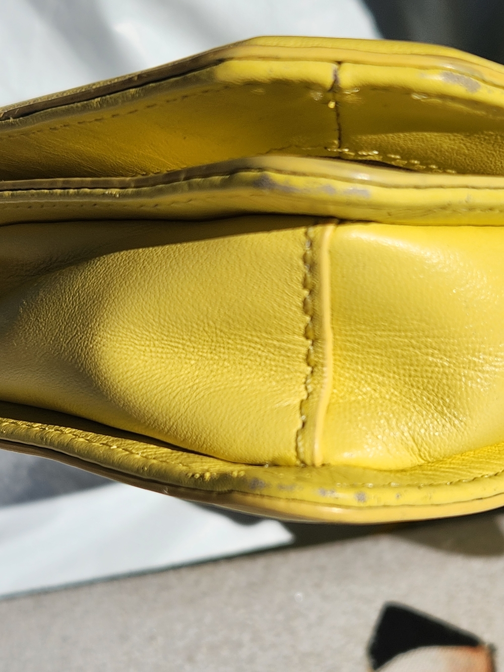 Rebecca Minkoff Yellow Quilted Shoulder Bag w Chain Strap & Free Bag Scarf/Charm - Picture 10 of 16
